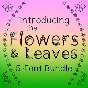 Pacchetto di font floreali: font scaricabili Procreate, numeri decorativi, font di lettere, font di design per ricamo, lettere decorative, font Wed