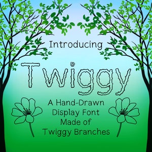 Twiggy: carattere con lettere a mano, caratteri decorativi, carattere scaricabile Procreate, doodle alfabetico, carattere Goodnotes, OTF, carattere TTF, Rami