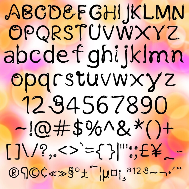 Snake Font Bundle: Procreate Downloadable Fonts, Halloween Snake ...
