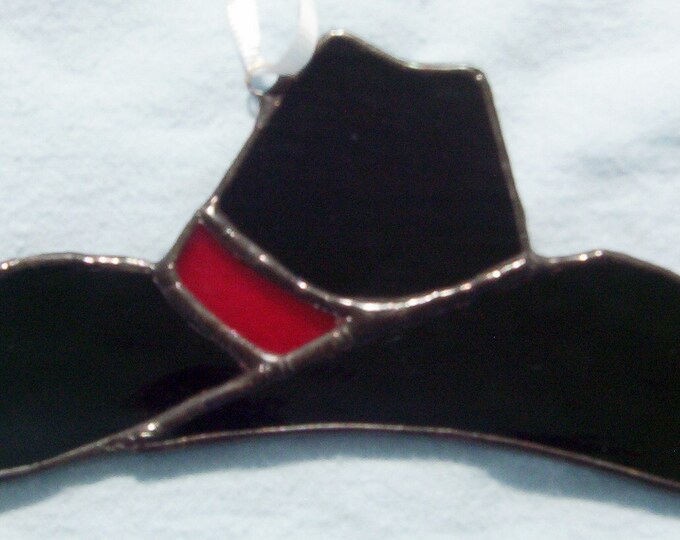 Stained Glass Cowboy Hat Suncatcher Black Hat Sun Catcher Etsy