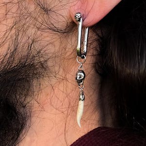 Mens Sterling Silver Dangle Skull Earring- Biker Earring - Unisex  Earrings- Goth Punk Biker Earring- Pirate Earring- Unique Men Earrings