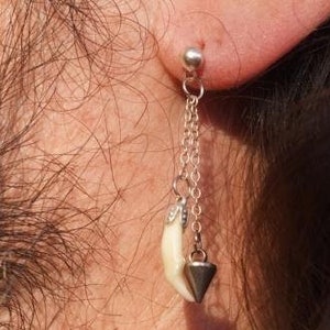 Herren Ohrstecker Spike Ohrring - Unisex Ohrring - Echter Tierknochen - Einzel Baumeln Ohrring - Piraten Ohrring - Goth Schmuck - Punk Ohrring