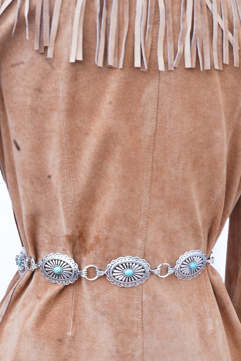 Kinda Ranchy Floral Turquoise Concho Link Belt Plus