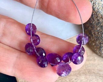 Pink Amethyst 9.5'' Tear Drops Briolette,Beads Bracelet Faceted Gemstone Beads AAA 7X12 to 8x11 mm by Gemswholesale Pink Amethyst 9.5'' Tear Drops Briolette,Beads Bracelet Faceted Gemstone Beads AAA 7X12 to 8x11 mm by Gemswholesale