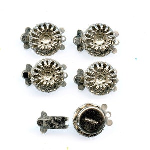 4 cierres vintage de filigrana plateada de 1 hebra con sello Sarah Cov para Sarah Coventry, cierre de 13 mm, 8