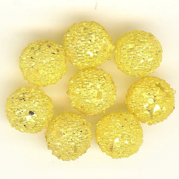 8 Vintage Japanese Glass Sugar Beads From Japan New Old Stock Beautiful Shade Lemon Yellow 8mm No. 277K