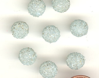 8 Vintage Japanese Glass Sugar Beads From Japan New Old Stock Beautiful Shade Of Light Blue 8mm