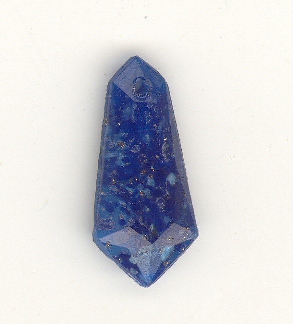 Vintage Pendants Lapis Glass Faceted True Art Deco Czech Glass Bead T…