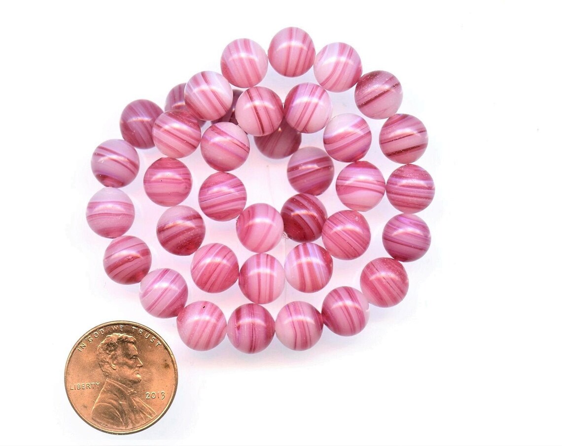 36 or 72 Vintage Japanese Glass Beads Rose Pink & White Etsy