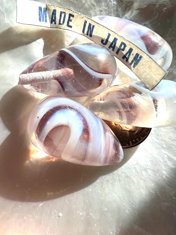 1 Vintage Glass Bead Amethyst Milky Opal Givre Swirl Glass Focal 1/2 Drilled Tear Drop Vintage Bead Japanese Bead Approx 26x14mm #331L