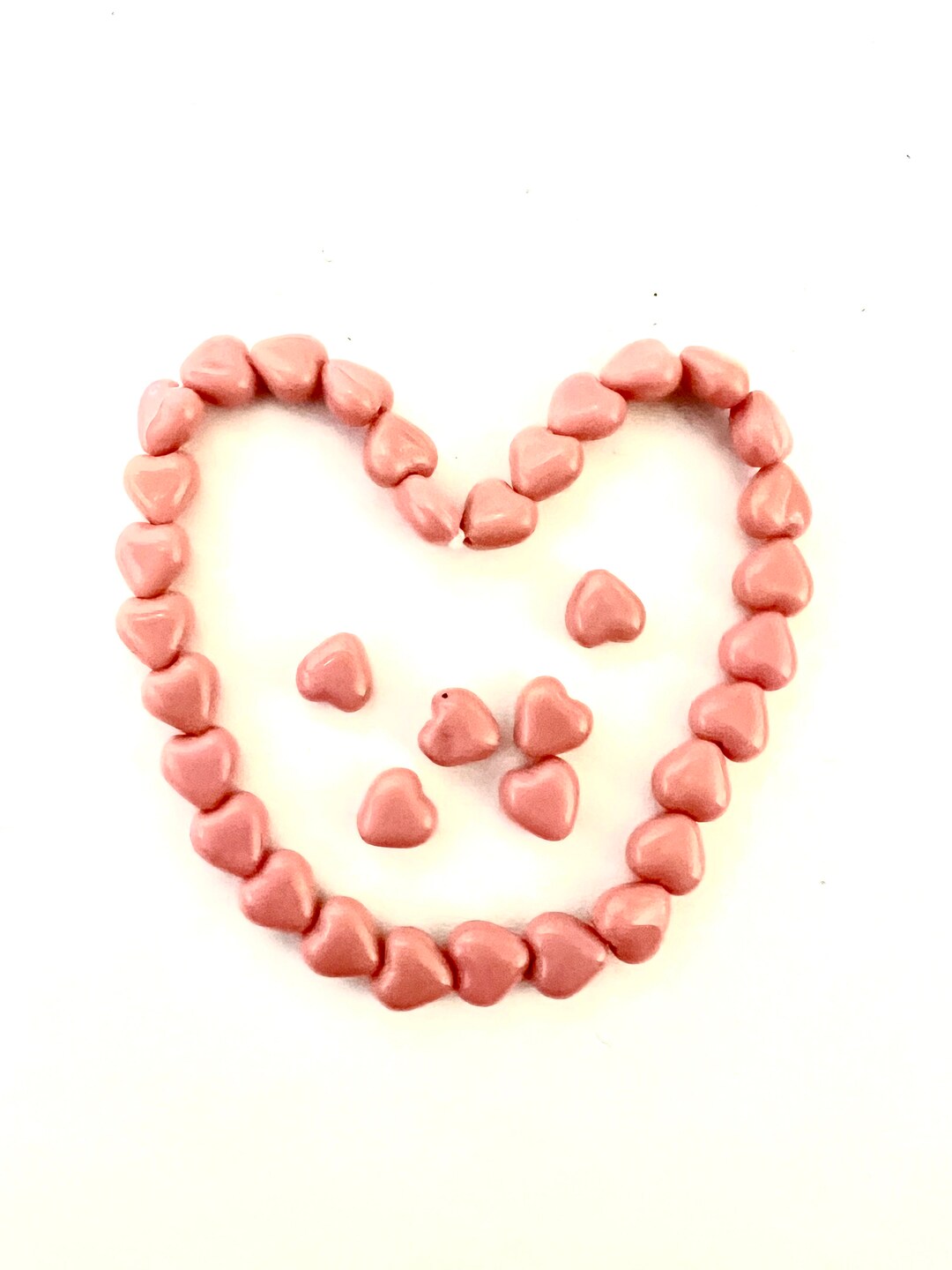 25 Opaque Pink Glass Heart Beads From Czechoslovakia 6mm Personal Stash
