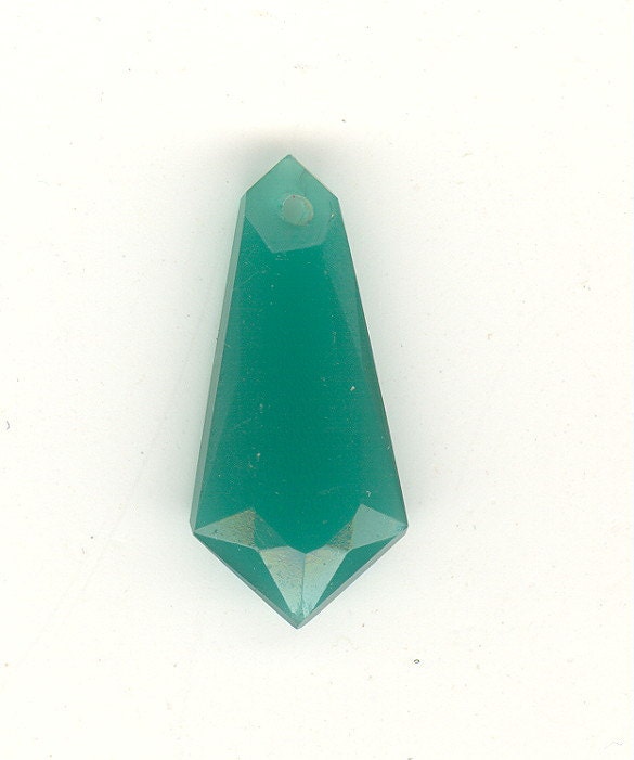 Vintage Glass Pendants CHRYSOPRASE Czech Faceted True Art Deco Vintag…