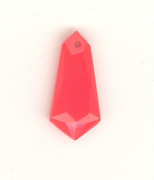 Vintage Pendants Orange Coral Czech Faceted True Art Deco Vintage Gla…