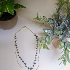 Gemstone Necklace, Gold Choker, Handmade Jewelry, Natural Stone, Boho Necklace, Delicate Gemstone choker, Green Agate Irregular stone choker