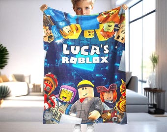 Personlig Roblox-filt, anpassat namn för gamers fans, present till barnbarn - barn