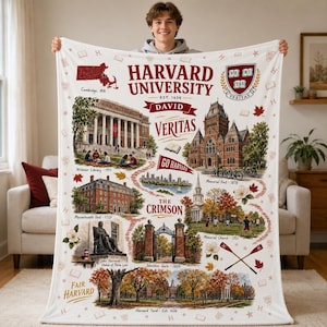 Custom College Blanket, Personalized University Dorm Throw, Graduation Gift for Students, Senior, Alumni image 4