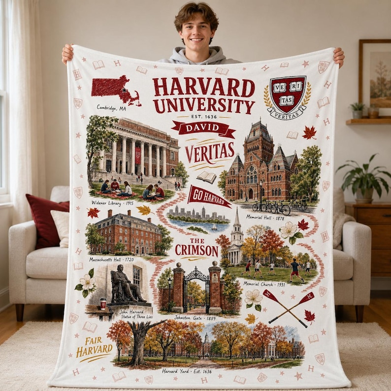 Custom College Blanket, Personalized University Dorm Throw, Graduation Gift for Students, Senior, Alumni image 4