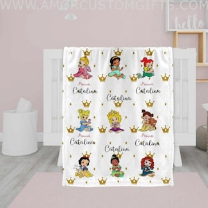 USA MADE Made In USA Personalized Baby Girl Fairy Tale Baby Princess Blanket, Custom Name Blanket, Baby Shower Gift, Little Girls Blankets