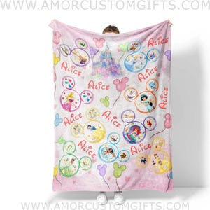 Made In USA Fast Ship Personalized Name Pink Princess Girl Blanket, Baby Princess Fleece Blankets, Gift For Baby Girl