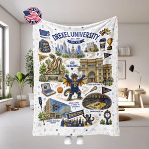 Custom College Blanket, Personalized University Dorm Throw, Graduation Gift for Students, Senior, Alumni image 10
