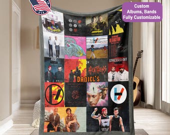 Manta personalizada con álbumes de bandas o collage de fotos, regalo personalizado para fanáticos de la música.