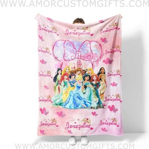 Made In USA Fast Ship Personalized Name Princess Girl Blanket, Baby Princess Fleece Blankets, Gift For Baby Girl