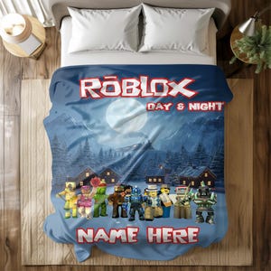 Personalized Roblox Blanket, Custom Name Gamer&#39;s Fan Throw, Gift For Grandson - Kids