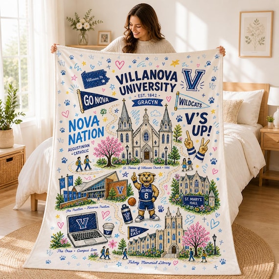 Custom College Blanket, Personalized University Dorm Throw, Graduation Gift for Students, Senior, Alumni