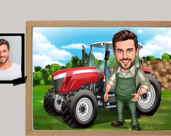 Caricatura personalizada de granjero: retrato único dibujado a mano (entrega digital)