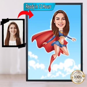 Personalisierte Superheld Cartoon Benutzerdefinierte Karikatur vom Foto Digital Portrait Geschenk Muttertagsgeschenk Geburtstagsgeschenk, digitaler Download