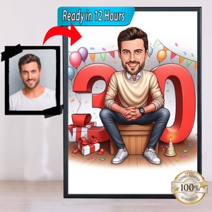 30e anniversaire, caricature d'un jour spécial, photo à dessin animé, cadeau d'anniversaire pour fille, femme, femme, homme, garçon, caricature