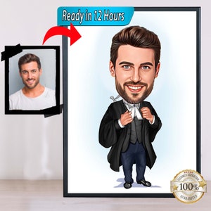 Male Lawyer Cartoon Caricature Lawyer Portrait Lawyer Gift Judge Caricature Custom Cartoon Lawyer Caricature Drawing from Photo Unique Art
