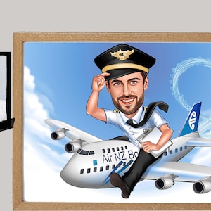 Pilot Cartoon Portrait, Pilot Portrait, Pilot Gift, Pilot Caricature, Unique Pilot Cartoon Drawing, Pilot Gift Idea, Funny Pilot Draw