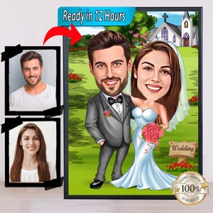 Custom Wedding Cartoon Portrait, Couple Portrait, Gift for Couple, Wedding Caricature, Wedding Portrait, Custom Caricature, Couple Cartoon