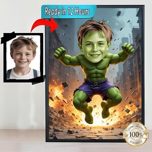 Personalisiertes Hulk Superhelden-Porträt, Hulk-Portrait, personalisiertes Superhelden-Porträt, Holen Sie sich Ihr eigenes Superhelden-Porträt von Ihrem Foto, Hulk-Geschenk