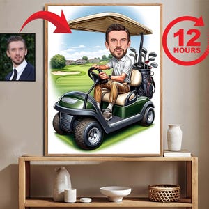 Custom Golfer Cartoon Portrait, Golfer Caricature, Gift for Golfer, Golfer Gift, Golfer Cartoon, Custom Cartoon, Personalized Golfer Gift