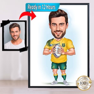 Football Cartoon Portrait, Football Portrait, Football Gift, American Football Caricature, Custom Caricature, Caricature from Photo