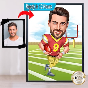 Football Carticature Portrait, Football Portrait, Football Gift, American Football Caricature, Custom Caricature, Caricature from Photo
