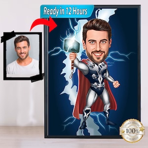Personalisierte Superhelden-Karikaturkunst, Superheldenporträt, digitaler Download Kunst, Cartoon-Porträt, benutzerdefinierte Karikatur, benutzerdefinierte Karikatur