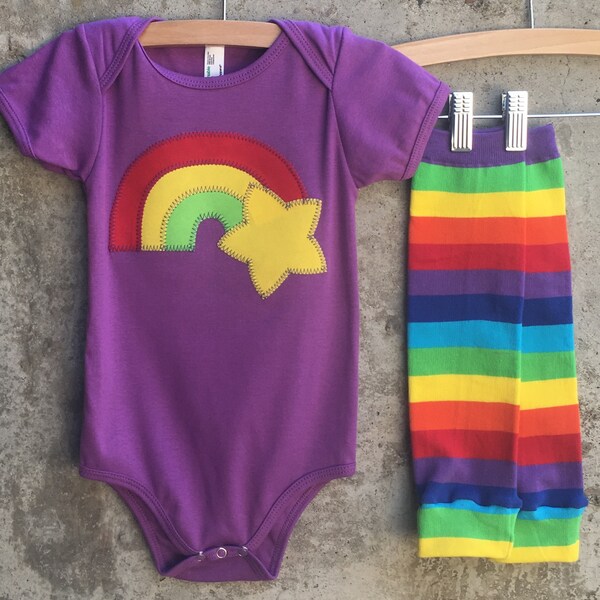 Rainbow Brite Inspired Baby Bodysuit and Leg Warmer Set - Great Baby Shower Gift, First Birthday Party Outfit or Halloween Costume