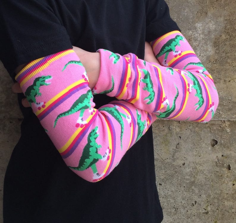Kid Girls Dinosaur Leg Roller Skating Trex Toddler Legs Birthday or Baby Shower Gift Baby Tween Legs or Arms Arm Warmers for Boys