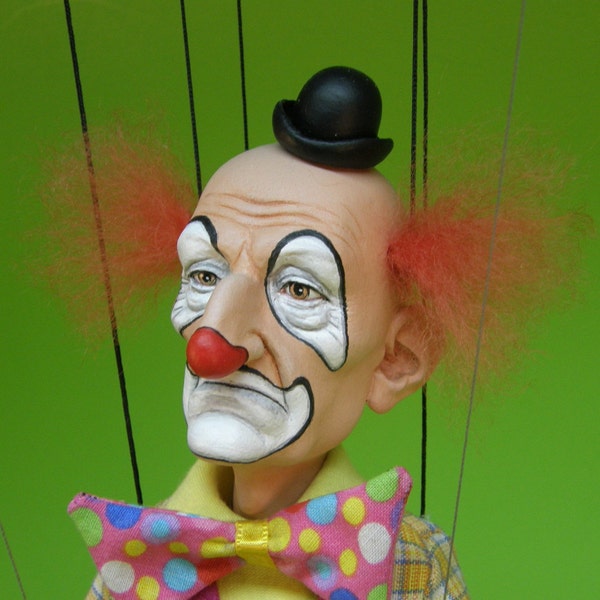 Sad clown  marionette OOAK