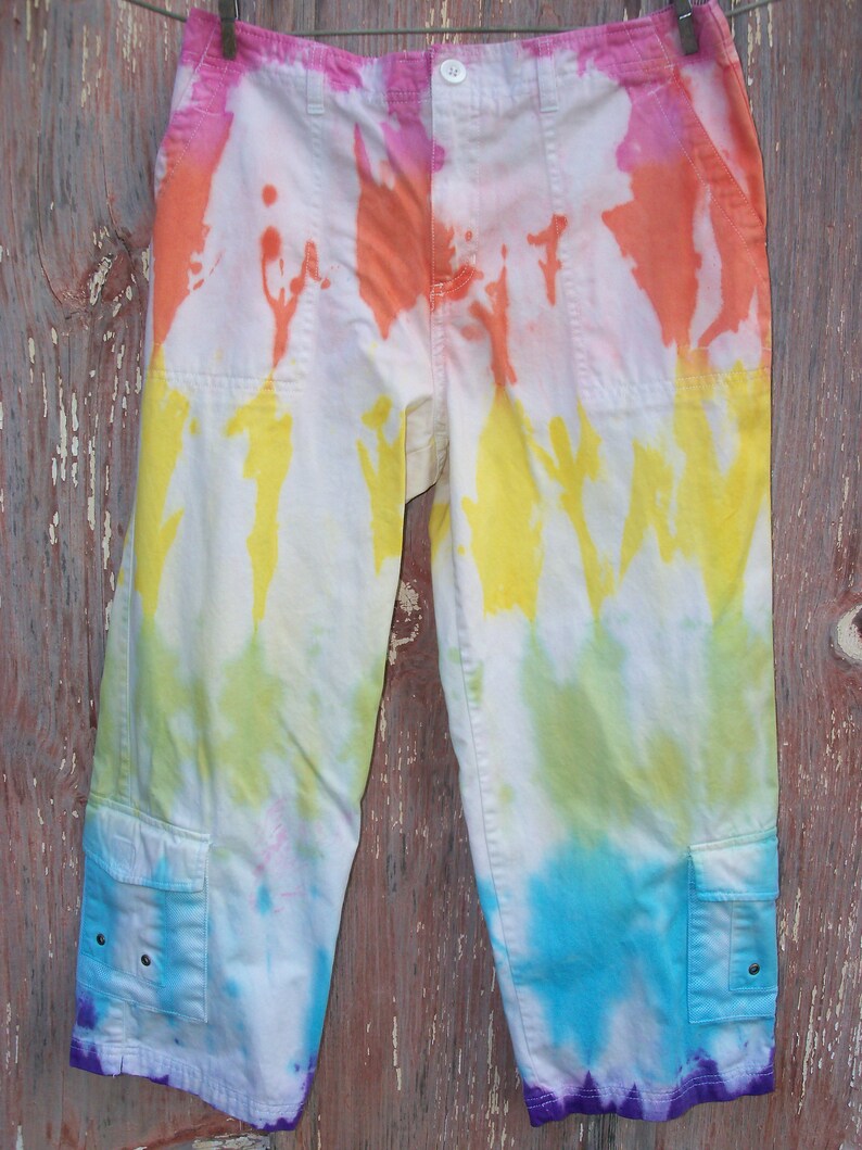 Size 10 Caribbean Joe Rainbow Tie Dyed Women/'s Capri Pants