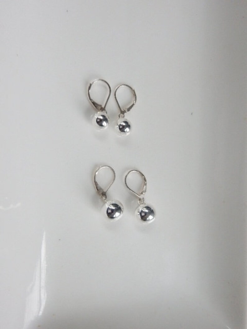 Sterling Silver Ball Earrings With Leverback Earwire Dangle Etsy