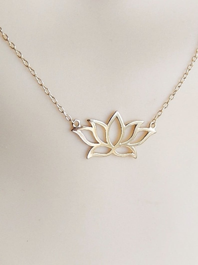 Gold Lotus Necklace Gold Plated Over Sterling Silver Etsy