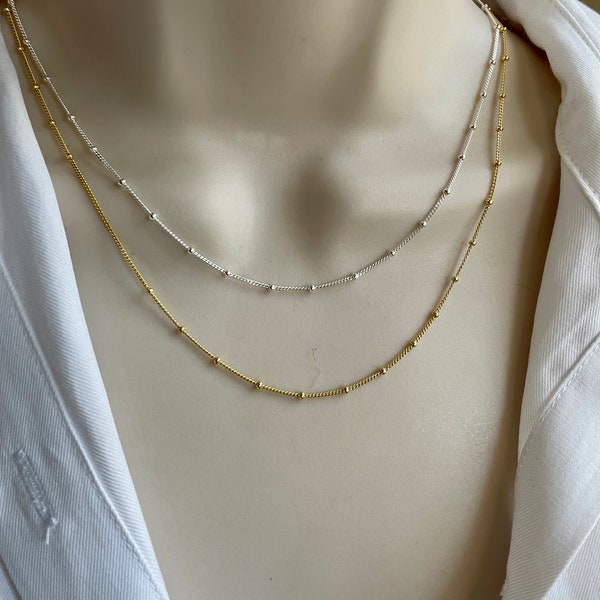 925 Sterling silver satellite chain necklace, gold vermeil satellite  necklace chain , layering necklace chain, curb ball chain