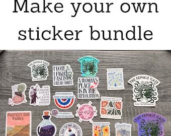 Pick Your Own Political/Feminist Sticker Bundle – Bookish, Political, Witchy Vinyl Stickers for Water Bottles & Laptops