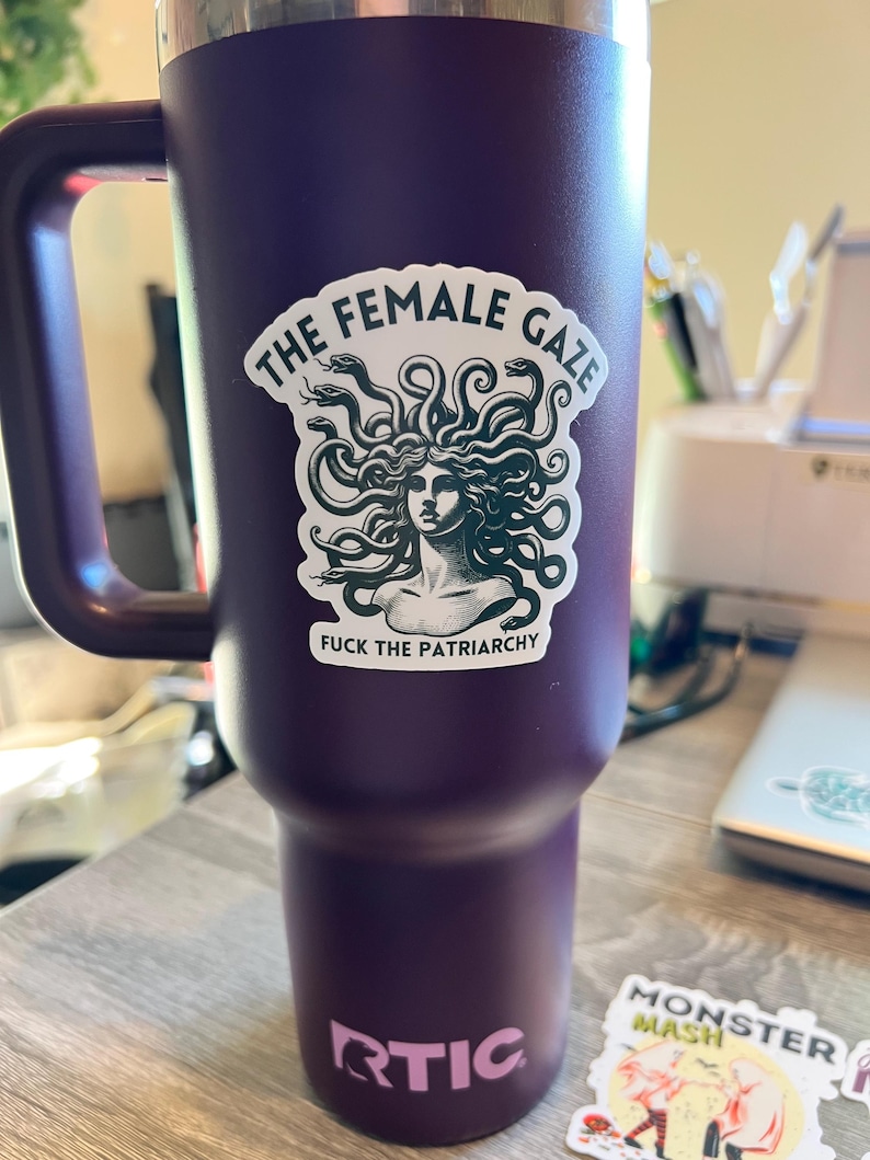The Female Gaze Sticker – Feminist Medusa Sticker – Mythology Sticker – Political Sticker – Fuck the Patriarchy Vinyl Decal image 4