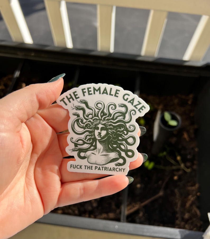 The Female Gaze Sticker – Feminist Medusa Sticker – Mythology Sticker – Political Sticker – Fuck the Patriarchy Vinyl Decal image 2