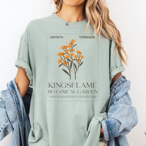 Kingsflame Botanical Garden | SJM | Aelin Ashryver Galathynius | Throne of Glass | Fireheart | Unisex garment-dyed heavyweight t-shirt